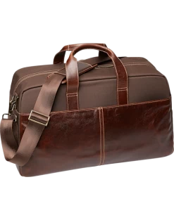 Joseph Abboud Leather & Nylon Duffel Bag, Brown