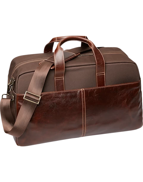 Joseph Abboud Leather & Nylon Duffel Bag, Brown