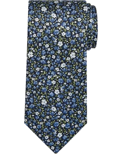 Joseph Abboud Narrow Tie, Navy & Blue Floral