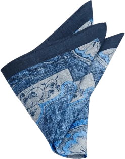 Joseph Abboud Linen Pocket Square, Navy & Blue Fresco