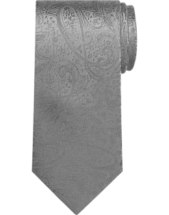 Pronto Uomo Narrow Tie, Tonal Silver Paisley