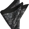 Joseph Abboud Silk Pocket Square, Black Paisley