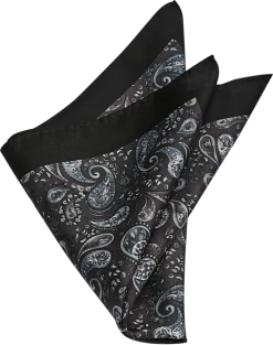 Joseph Abboud Silk Pocket Square, Black Paisley