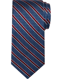 Pronto Uomo Narrow Tie, Burgundy & Blue Stripe