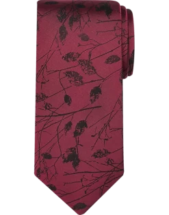 Pronto Uomo Narrow Tie, Burgundy Marsh Twigs
