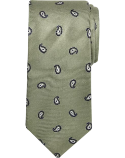 Pronto Uomo Narrow Tie, Olive Paisley