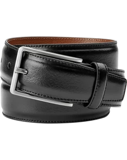 Joseph Abboud Feather Edge Leather Belt, Black