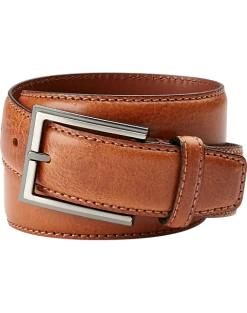 Joseph Abboud Feather Edge Stitched Belt, Cognac