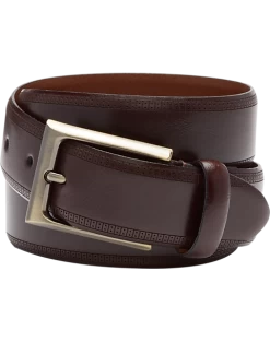 Joseph Abboud Feather Edge Leather Belt, Burgundy