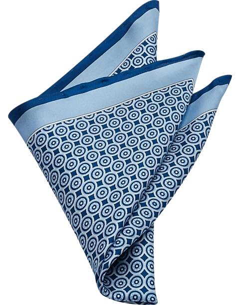 Pronto Uomo Pocket Square, Navy Square And Dot