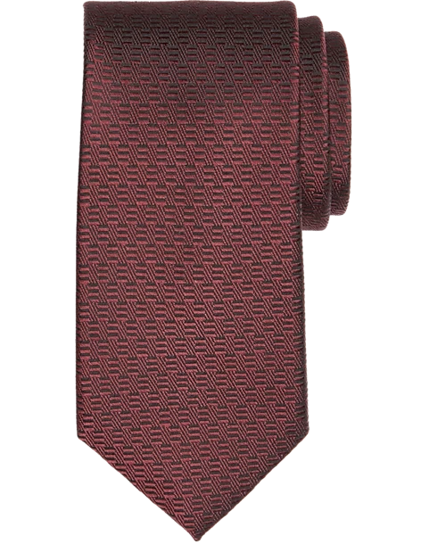 Pronto Uomo Narrow Tie, Burgundy Geo