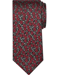 Pronto Uomo Narrow Tie, Red Floral