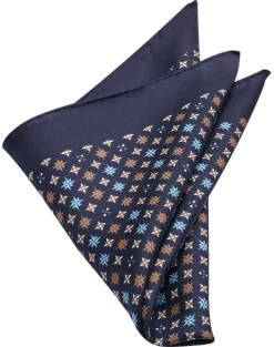 Joseph Abboud Pocket Square, Blue Mini Retro Pattern