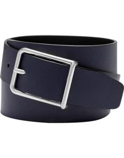 Joseph Abboud Leather Casual Belt, Navy Abstract Geometric