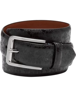 Joseph Abboud Leather Casual Belt, Black Floral