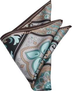 Joseph Abboud Pocket Square, Green Tile Mosaic