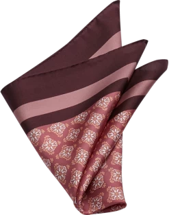 Joseph Abboud Pocket Square, Burgundy Medallion