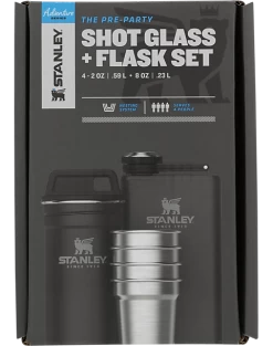 Stanley Adventure Pre-Party Shot Glass And Flask Set, Black